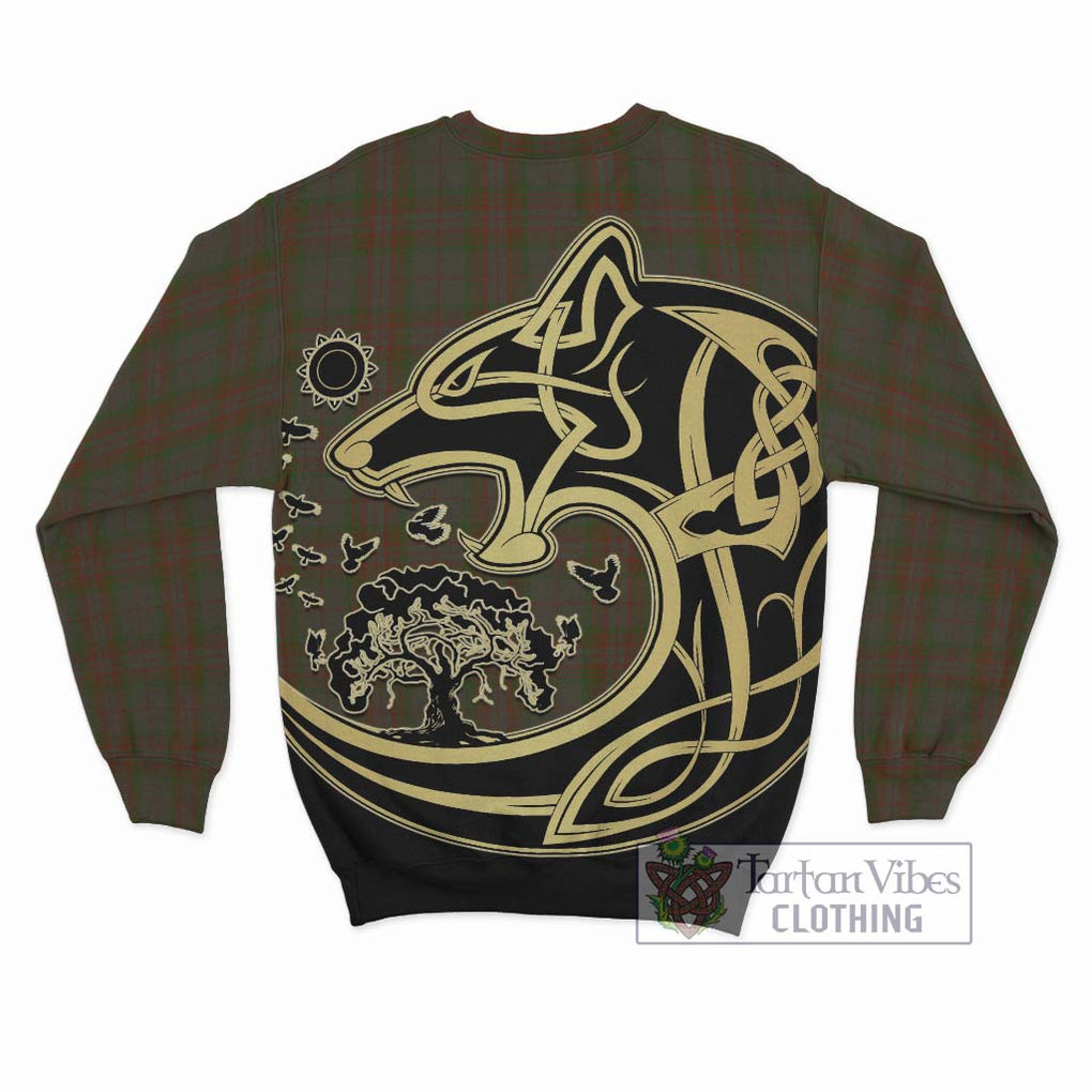 Gray Tartan Sweatshirt with Family Crest Celtic Wolf Style - Tartan Vibes Clothing