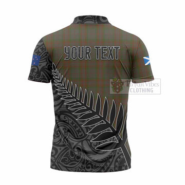 Gray Crest Tartan Zipper Polo Shirt with New Zealand Silver Fern Half Style - Tartan Vibes Clothing
