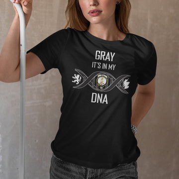 Gray Family Crest DNA In Me Womens Cotton T Shirt