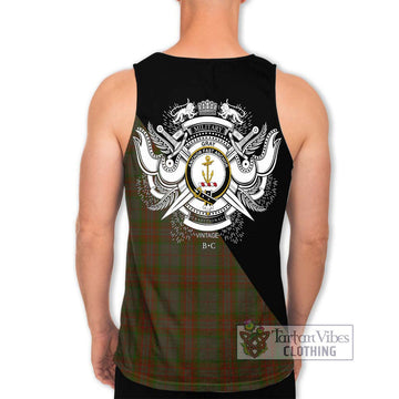 Gray Tartan Men's Tank Top with Family Crest and Military Logo Style - Tartan Vibes Clothing