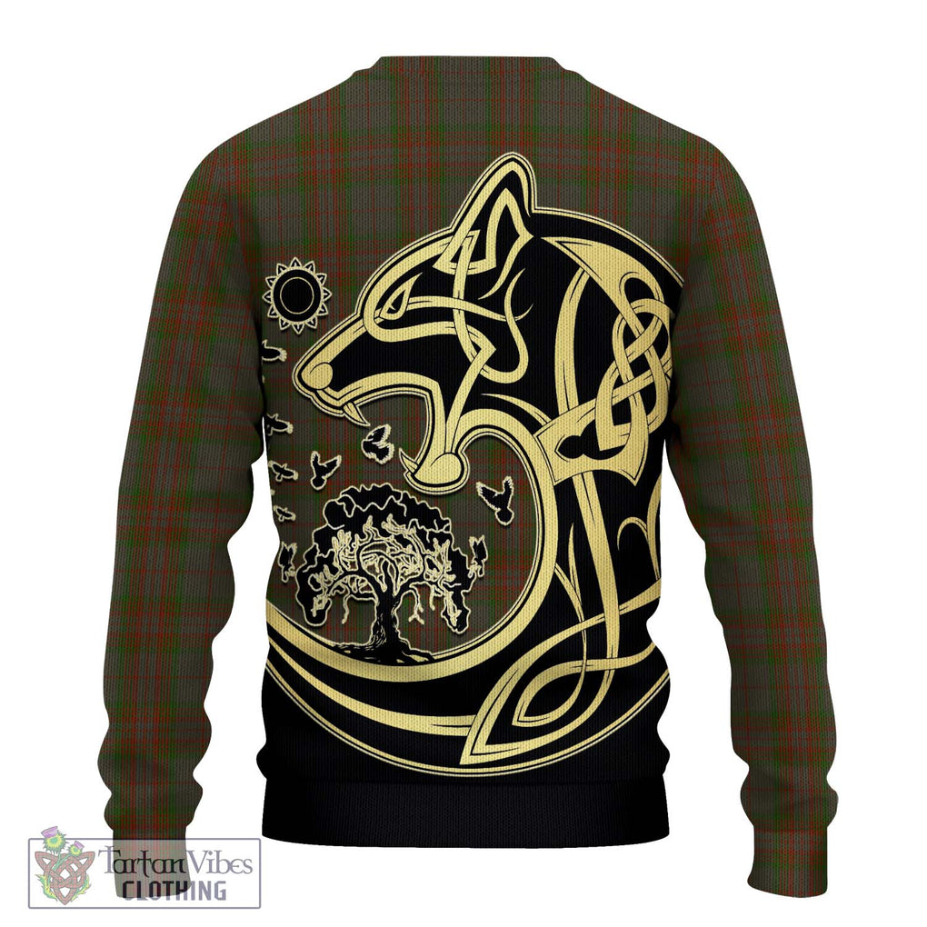 Gray Tartan Ugly Sweater with Family Crest Celtic Wolf Style - Tartan Vibes Clothing