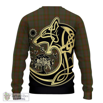 Gray Tartan Ugly Sweater with Family Crest Celtic Wolf Style - Tartan Vibes Clothing