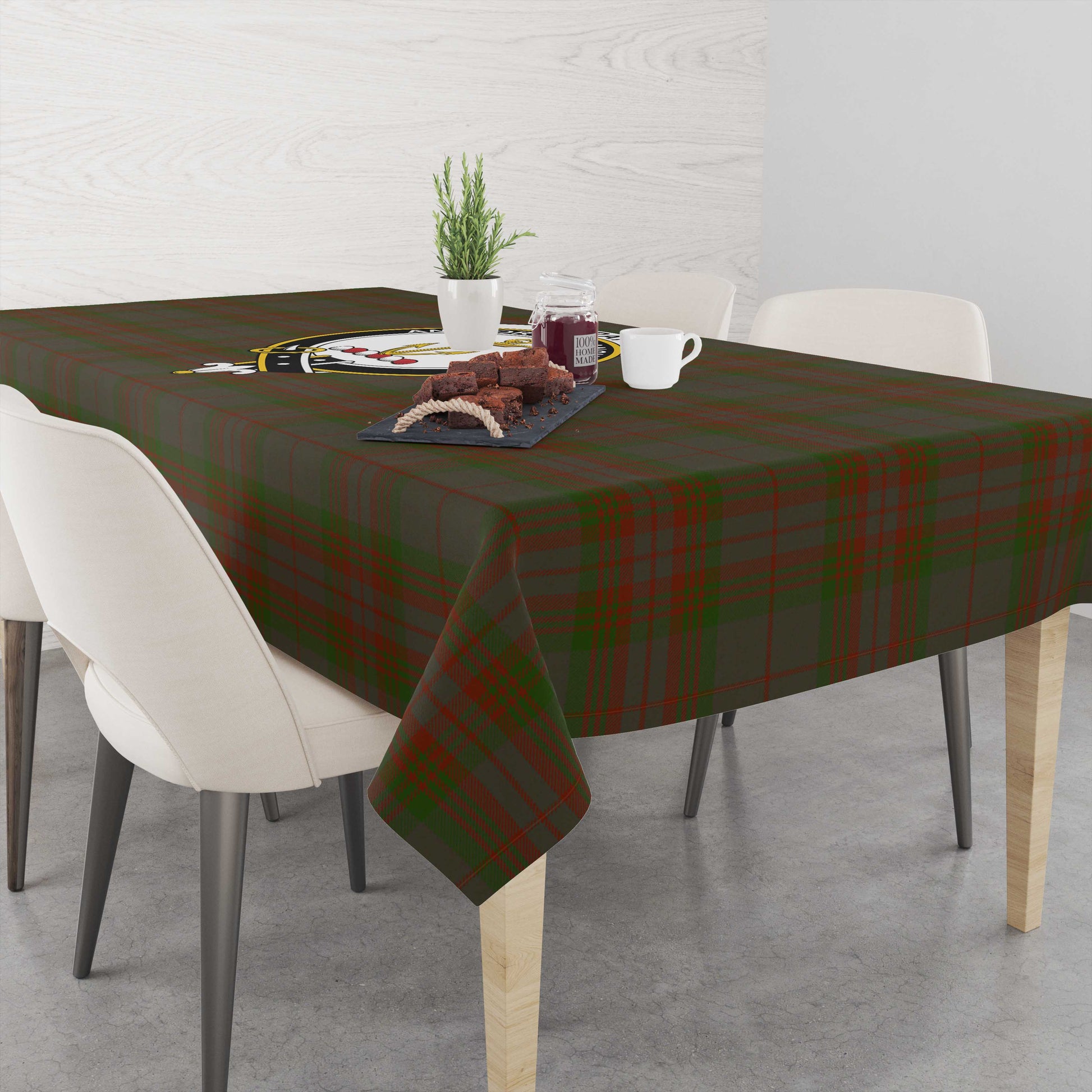 Gray Tartan Tablecloth with Family Crest M 39.4"x59"(100x150cm) - Tartan Vibes Clothing