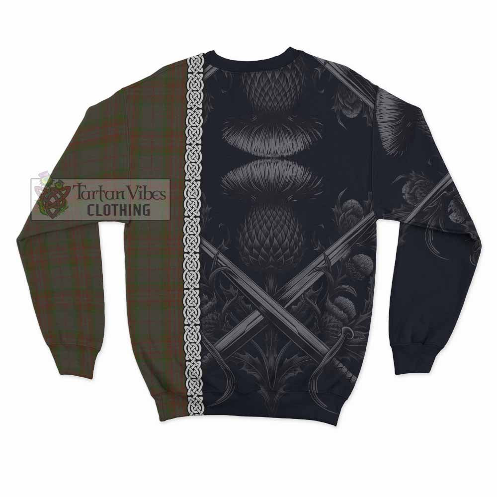 Gray Tartan Sweatshirt with Family Crest Cross Sword Thistle Celtic Vibes - Tartan Vibes Clothing