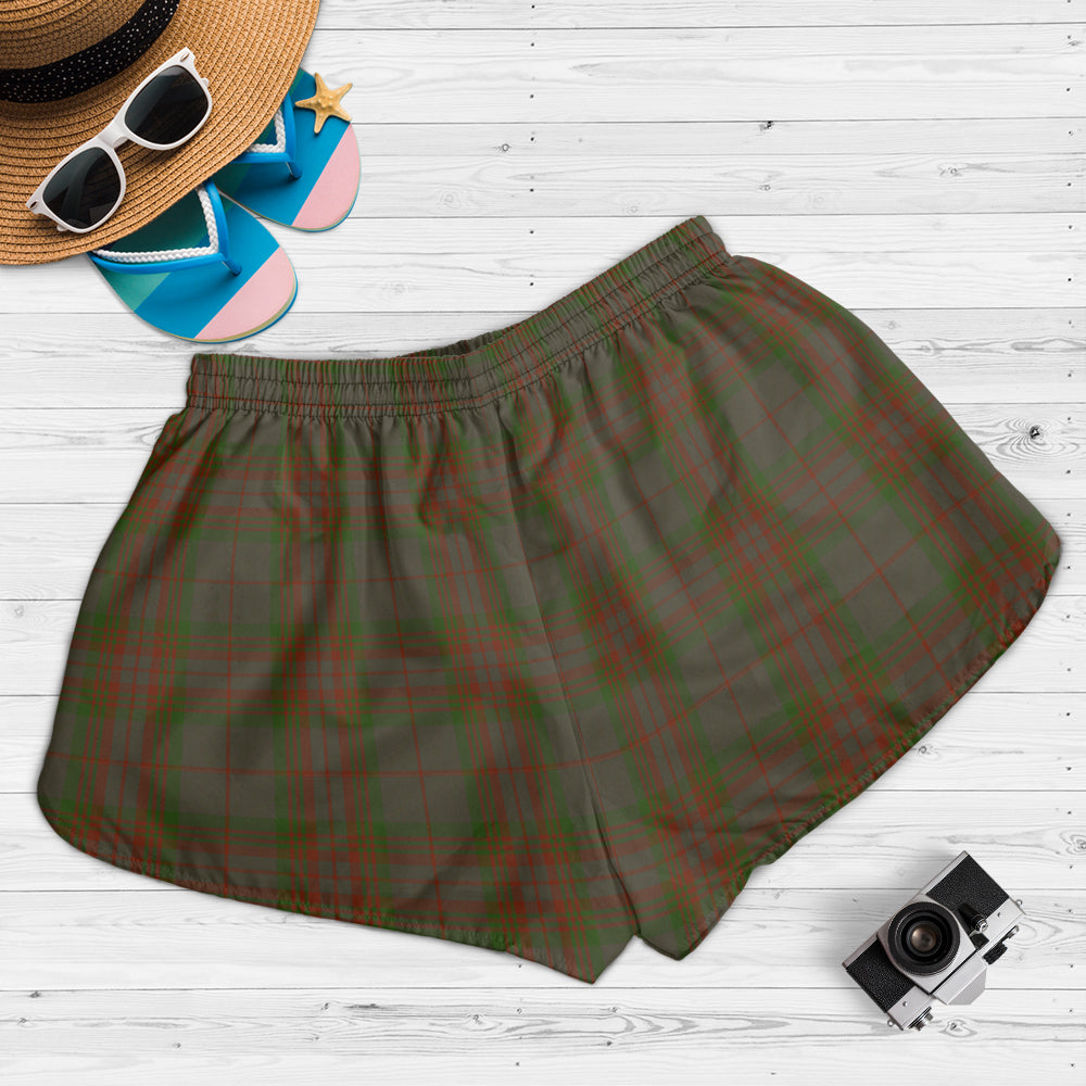 gray-tartan-womens-shorts-with-family-crest