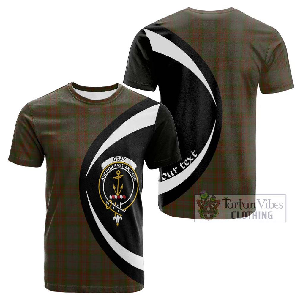 Tartan Vibes Clothing Gray Tartan Cotton T-shirt with Family Crest Circle Style