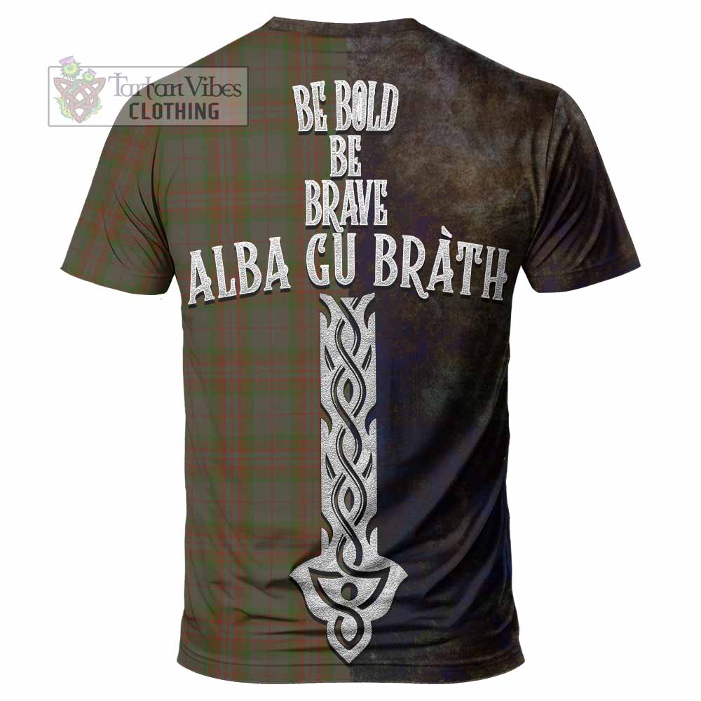 Gray Tartan Family Crest T-Shirt Alba Gu Brath Be Brave Lion Ancient Style - Tartan Vibes Clothing