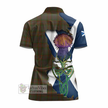 Gray Tartan Family Crest Women's Polo Shirt Scottish Thistle Celtic Inspired - Tartan Vibes Clothing