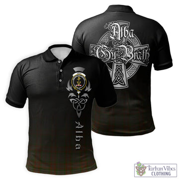 Gray Tartan Polo Shirt Featuring Alba Gu Brath Family Crest Celtic Inspired