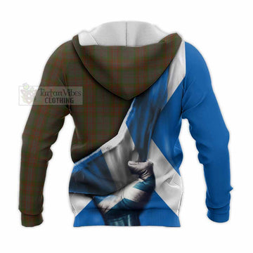 Gray Tartan Knitted Hoodie with Family Crest Scotland Patriotic Style - Tartan Vibes Clothing