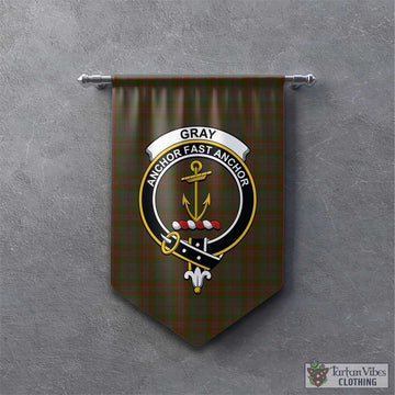 Gray Tartan Gonfalon, Tartan Banner with Family Crest - Tartan Vibes Clothing