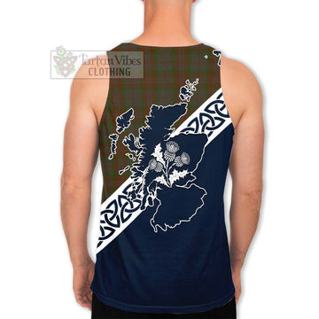 Gray Tartan Men's Tank Top Featuring Thistle and Scotland Map - Tartan Vibes Clothing