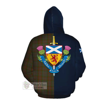 Gray Tartan Cotton Hoodie Alba with Scottish Lion Royal Arm Half Style Pullover Hoodie - Tartan Vibes Clothing