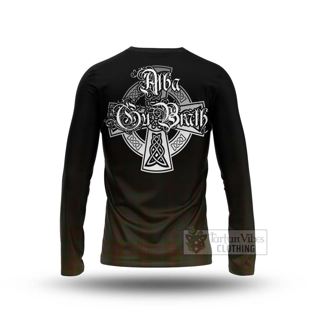 Gray Tartan Long Sleeve T-Shirt Featuring Alba Gu Brath Family Crest Celtic Inspired - Tartan Vibes Clothing