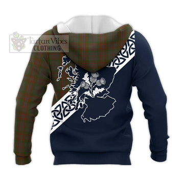 Gray Tartan Knitted Hoodie Featuring Thistle and Scotland Map - Tartan Vibes Clothing