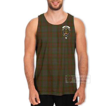 Gray Tartan Men's Tank Top with Family Crest and Bearded Skull Holding Bottles of Whiskey - Tartan Vibes Clothing