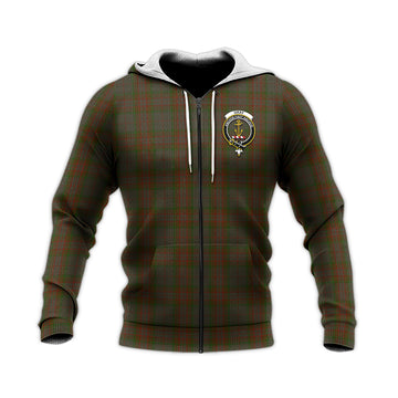 Gray Tartan Knitted Hoodie with Family Crest Unisex Knitted Zip Hoodie - Tartan Vibes Clothing