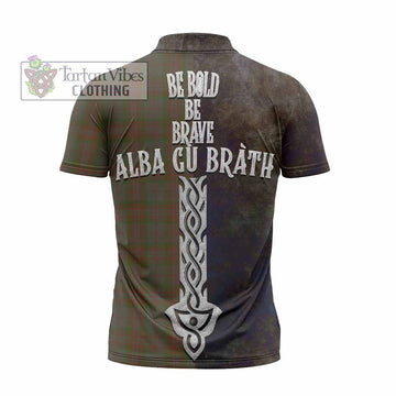 Gray Tartan Family Crest Zipper Polo Shirt Alba Gu Brath Be Brave Lion Ancient Style - Tartan Vibes Clothing