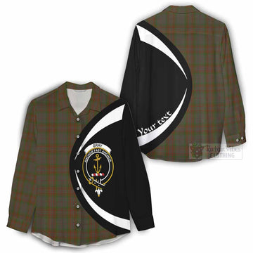 Gray Tartan Women's Casual Shirt with Family Crest Circle Style - Tartan Vibes Clothing