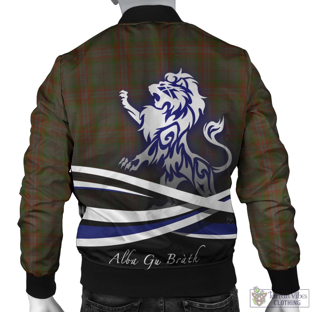 Gray Tartan Bomber Jacket with Alba Gu Brath Regal Lion Emblem - Tartan Vibes Clothing