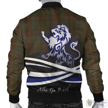 Gray Tartan Bomber Jacket with Alba Gu Brath Regal Lion Emblem - Tartan Vibes Clothing