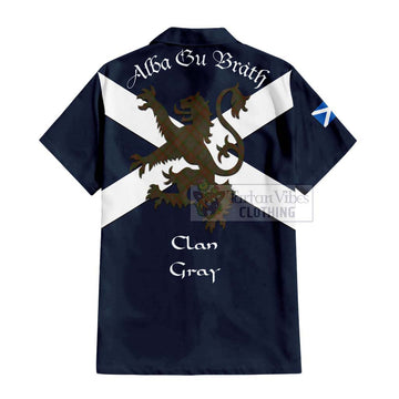 Gray Tartan Lion Rampant Hawaiian Shirt Proudly Display Your Heritage with Alba Gu Brath and Clan Name - Tartan Vibes Clothing