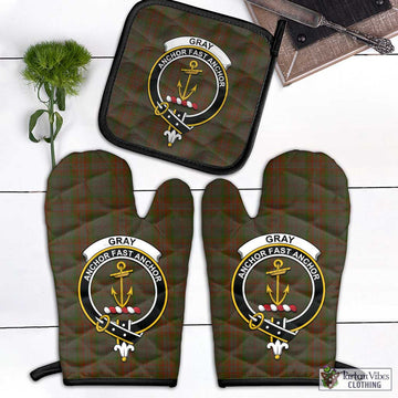 Gray Tartan Combo Oven Mitt & Pot-Holder with Family Crest - Tartan Vibes Clothing