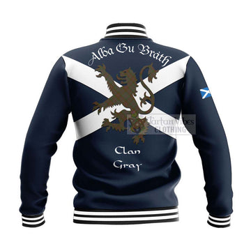 Gray Tartan Lion Rampant Baseball Jacket Proudly Display Your Heritage with Alba Gu Brath and Clan Name - Tartan Vibes Clothing