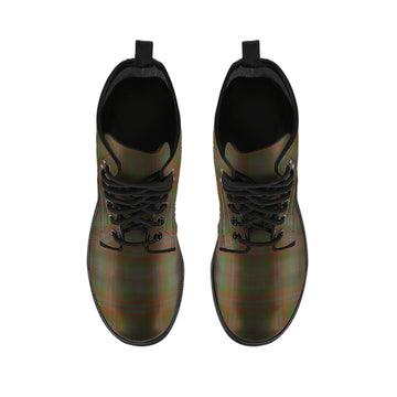 Gray Tartan Leather Boots - Tartan Vibes Clothing