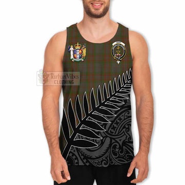 Gray Crest Tartan Men's Tank Top with New Zealand Silver Fern Half Style - Tartan Vibes Clothing
