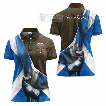 Gray Tartan Women's Polo Shirt with Family Crest Scotland Patriotic Style - Tartan Vibes Clothing