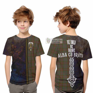 Gray Tartan Family Crest Kid T-Shirt Alba Gu Brath Be Brave Lion Ancient Style - Tartan Vibes Clothing
