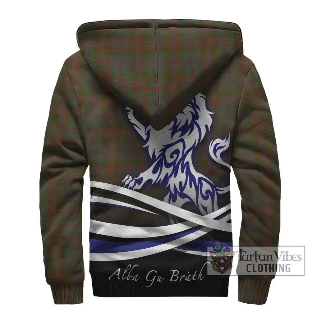 Gray Tartan Sherpa Hoodie with Alba Gu Brath Regal Lion Emblem - Tartan Vibes Clothing