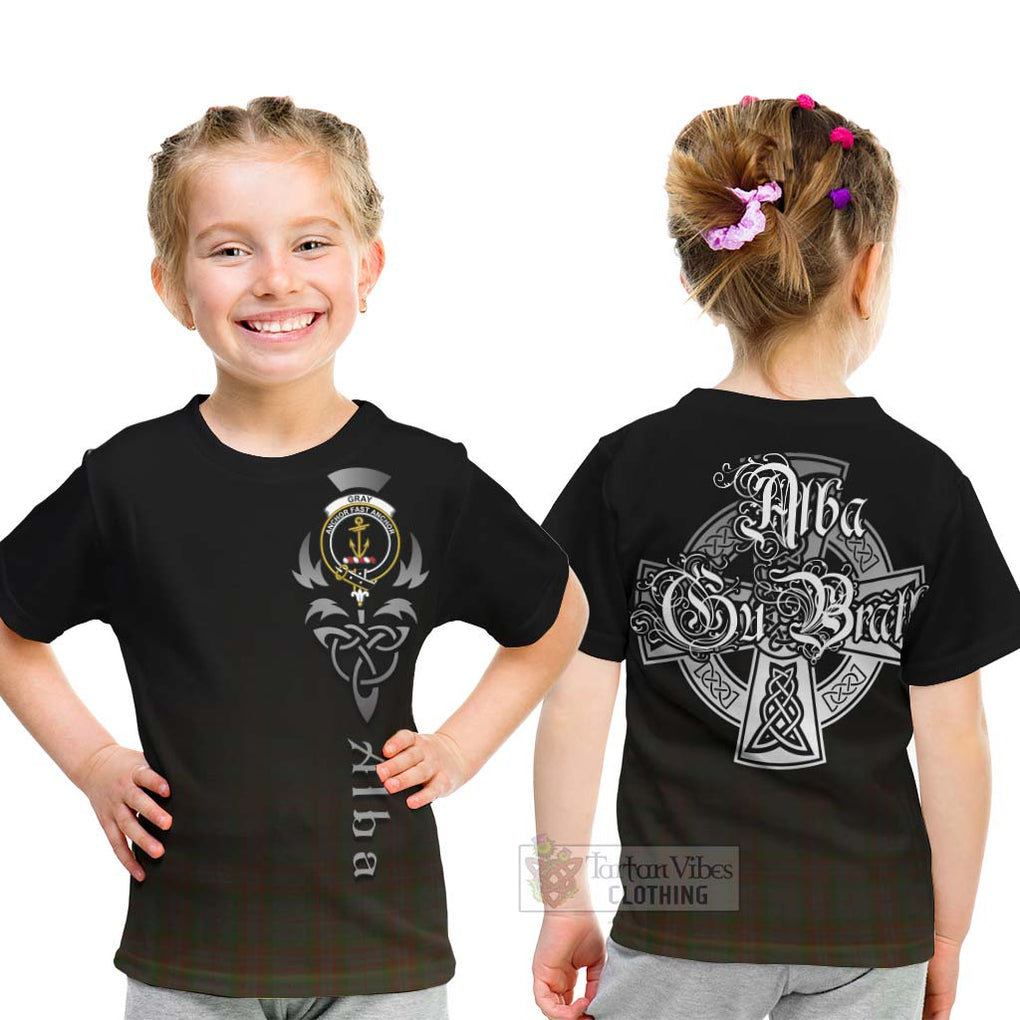 Gray Tartan Kid T-Shirt Featuring Alba Gu Brath Family Crest Celtic Inspired - Tartan Vibes Clothing