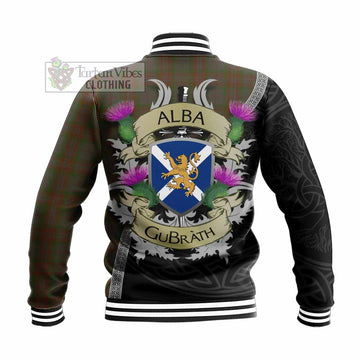Gray Tartan Family Crest Baseball Jacket Lion Rampant Royal Thistle Shield Celtic Inspired - Tartan Vibes Clothing