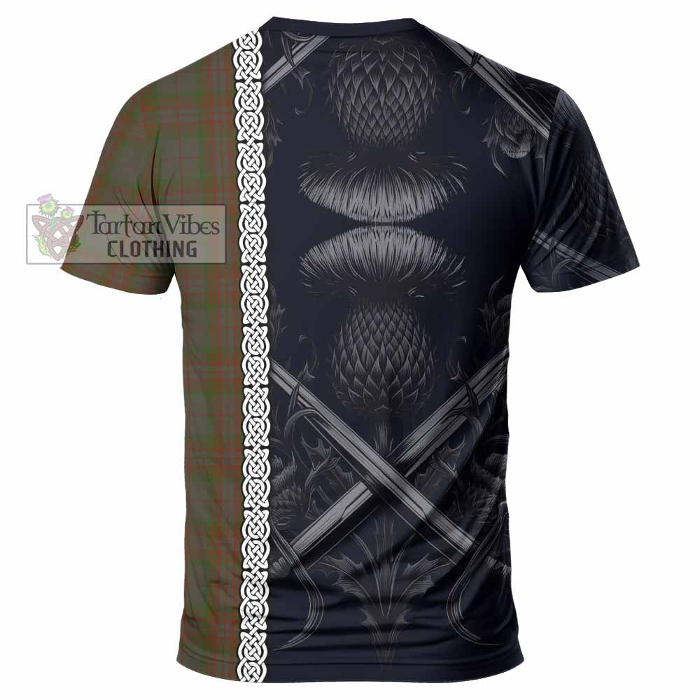 Gray Tartan T-Shirt with Family Crest Cross Sword Thistle Celtic Vibes - Tartan Vibes Clothing