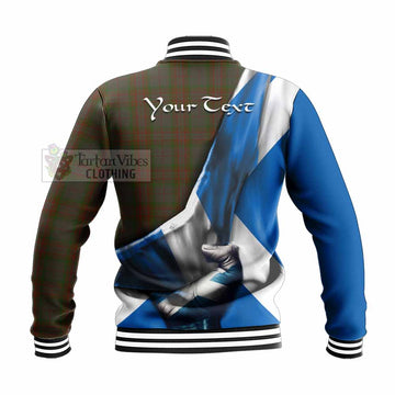 Gray Tartan Baseball Jacket with Family Crest Scotland Patriotic Style - Tartan Vibes Clothing