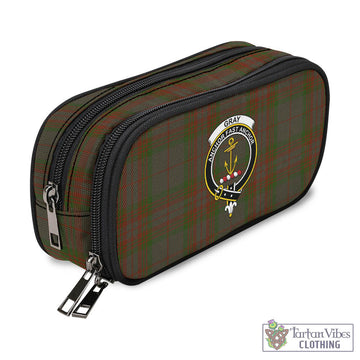 Gray Tartan Pen and Pencil Case with Family Crest - Tartan Vibes Clothing