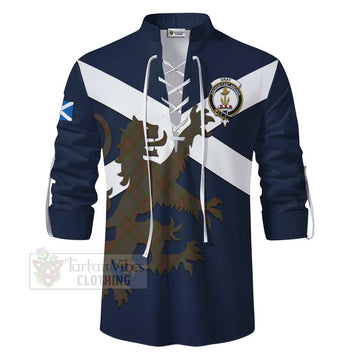 Gray Tartan Lion Rampant Ghillie Kilt Shirt Proudly Display Your Heritage with Alba Gu Brath and Clan Name - Tartan Vibes Clothing