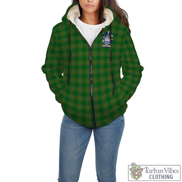 Gray Ireland Clan Tartan Sherpa Hoodie with Coat of Arms