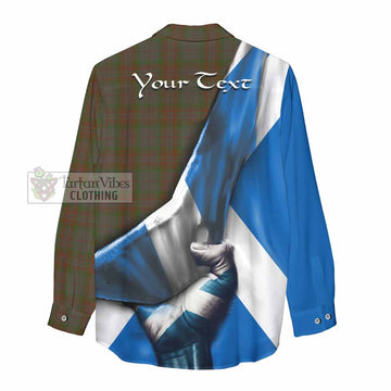 Gray Tartan Women's Casual Shirt with Family Crest Scotland Patriotic Style - Tartan Vibes Clothing