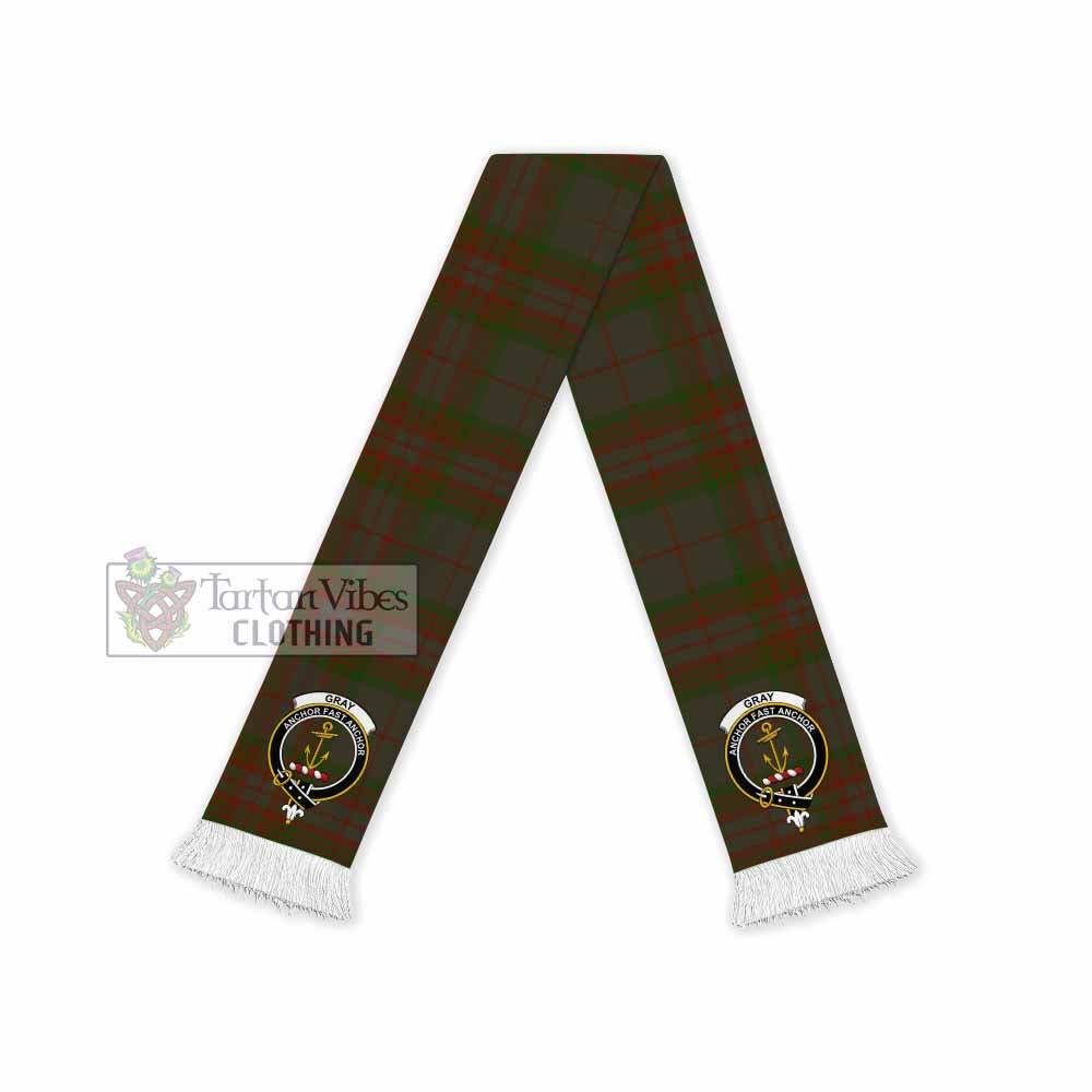 Gray Tartan Ruffneck Scarf with Family Crest - Tartan Vibes Clothing