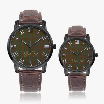 Gray Tartan Personalized Your Text Leather Trap Quartz Watch - Tartan Vibes Clothing