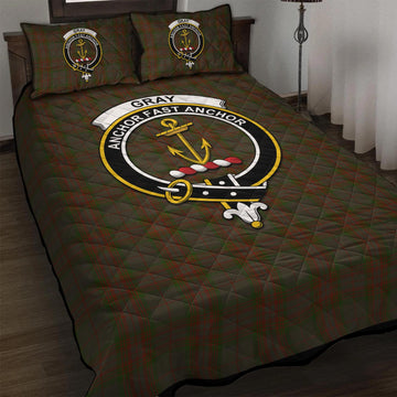 Gray Tartan Quilt Bed Set with Family Crest - Tartan Vibes Clothing