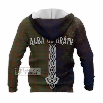 Gray Tartan Family Crest Knitted Hoodie Alba Gu Brath Be Brave Lion Ancient Style - Tartan Vibes Clothing