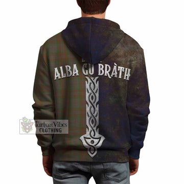 Gray Tartan Family Crest Hoodie Alba Gu Brath Be Brave Lion Ancient Style - Tartan Vibes Clothing
