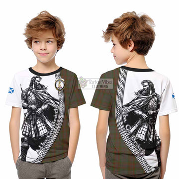 Gray Tartan Clan Crest Kid T-Shirt with Highlander Warrior Celtic Style - Tartan Vibes Clothing