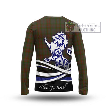 Gray Tartan Long Sleeve T-Shirt with Alba Gu Brath Regal Lion Emblem - Tartan Vibes Clothing