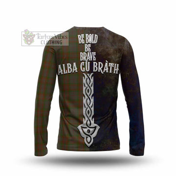 Gray Tartan Family Crest Long Sleeve T-Shirt Alba Gu Brath Be Brave Lion Ancient Style - Tartan Vibes Clothing