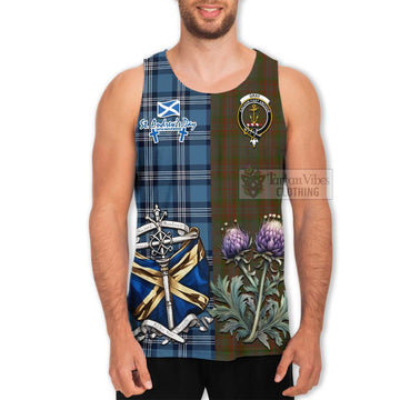 Gray Tartan Men's Tank Top Happy St. Andrew's Day Half Tartan Style - Tartan Vibes Clothing